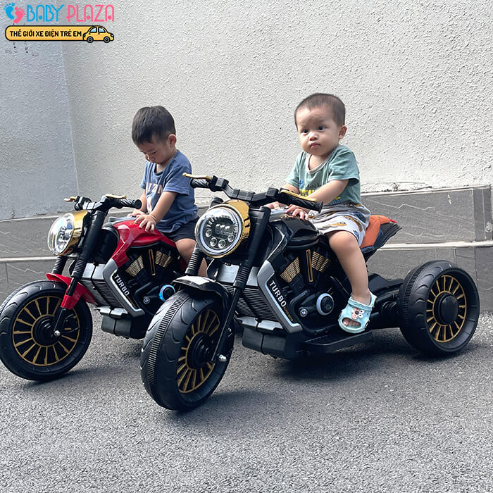 Xe moto điện trẻ em 3 bánh ghế da B1188 2